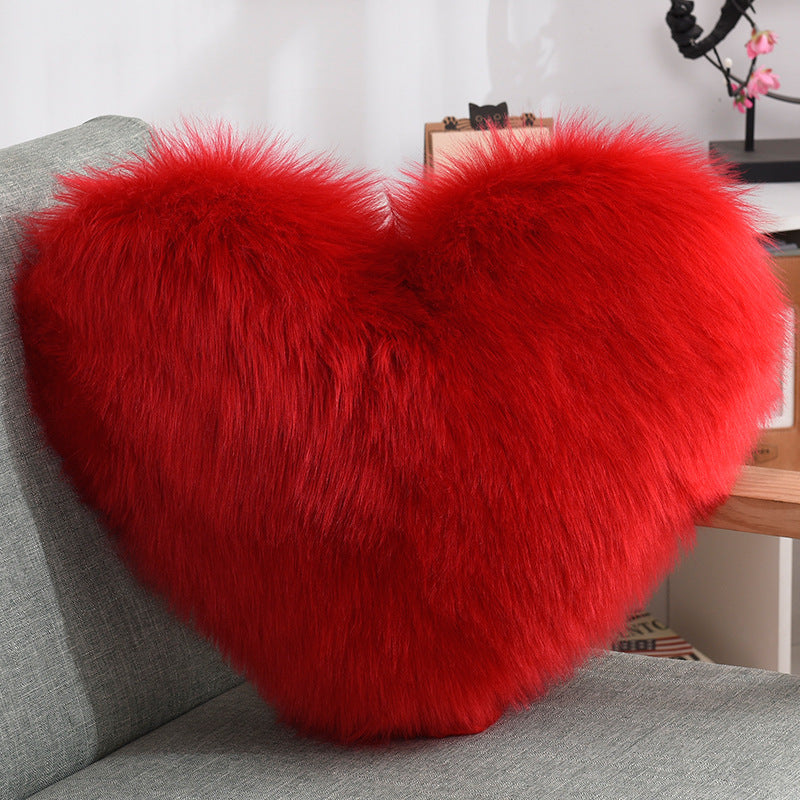 Heart Shape Fluffy Decorative Pillow