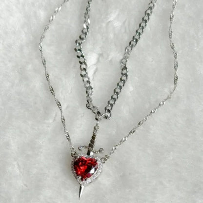 New Heart And Sword Necklace